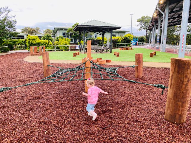 Natural timber outdoor play area construction