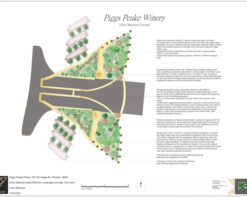 Piggs Peake Winery- Entry Statement-Landscape Concept Plan View