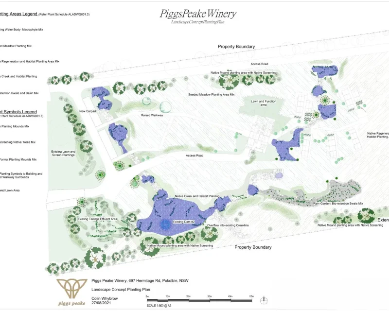 Piggs Peake Winery- Landscape Concept Masterplan Planting Plan