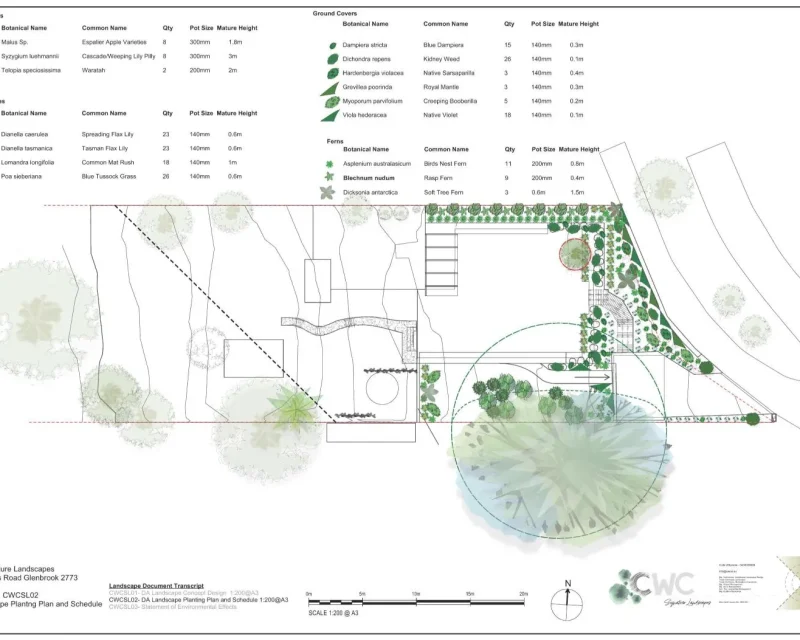 19 Explorers Road Glenbrook_DA Landscape Planting Plan and Schedule