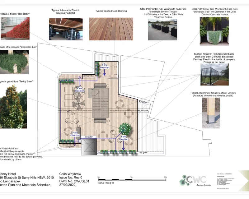 The Clancy-202-210 Elizabeth St- Rooftop Landscape Plan and Materials Schedule